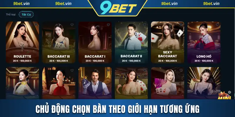 Chủ động chọn bàn theo giới hạn tương ứng