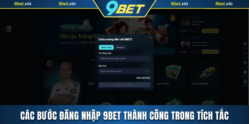 Thao tác đăng nhập 9BET cực dễ qua 4 bước